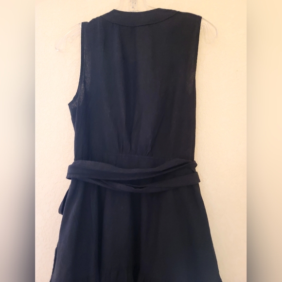 Christian Lacroix Black Linen Wrap Dress Womens Size Medium Sleeveless Pockets - Picture 11 of 16